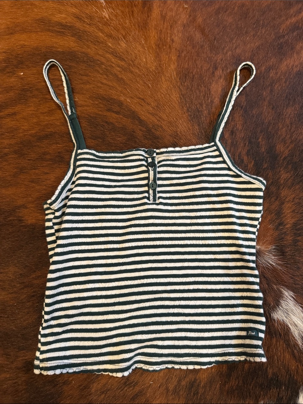 PINK Victoria's Secret Black and White Striped Ribbed Tank